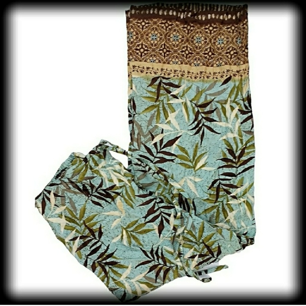 100% Silk Tropical Print Pants